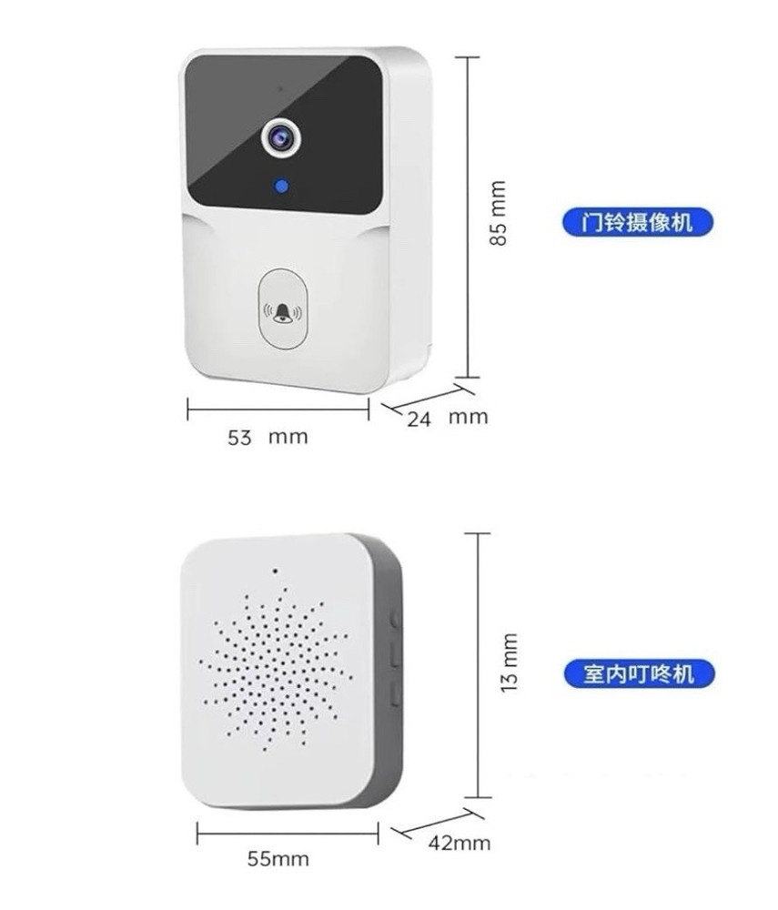 White Smart Mini Doorbell Night Vision Two Way Intercom, Real Time App, Security