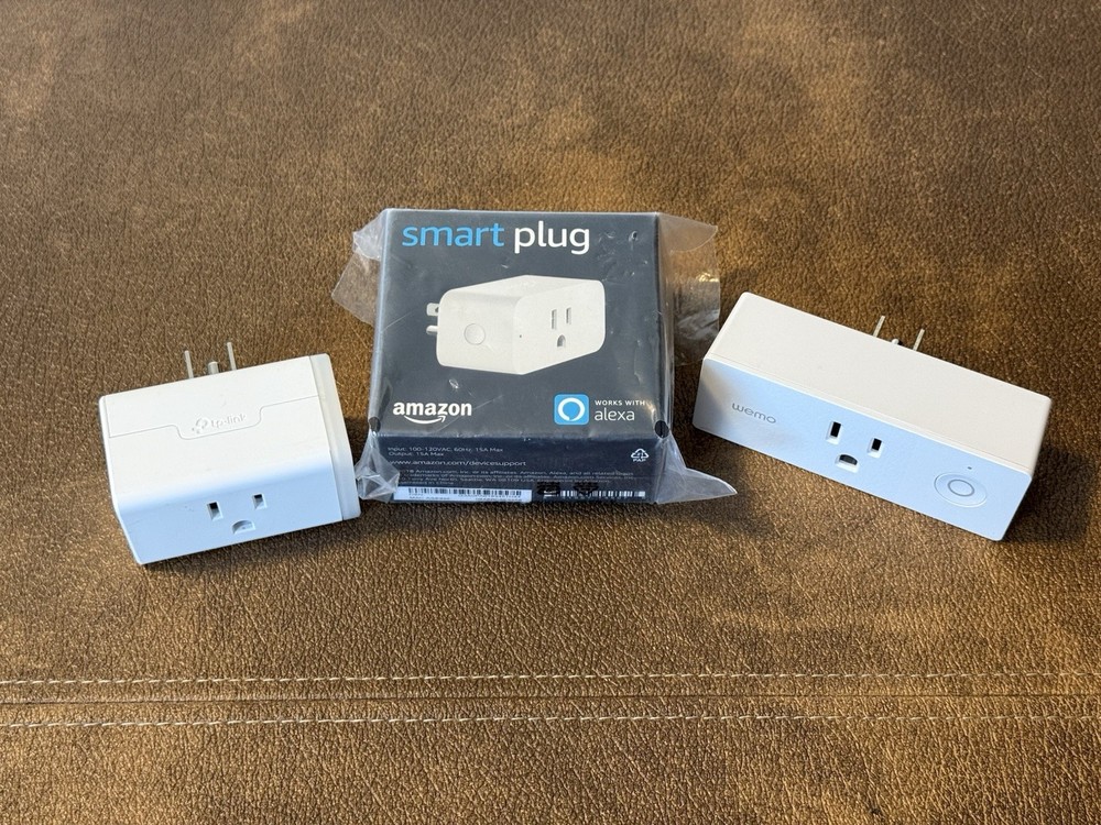 3 Smart Plugs - Amazon, TP-Link, WEMO. 1 New, 2 Used