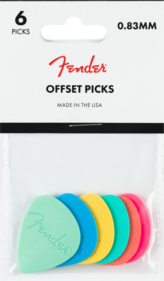 Genuine Fender Offset Guitar Picks, Multi-Color (Set of 6)
