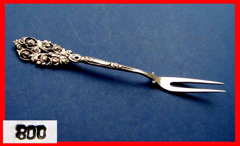 Serving Fork with Pierced Decor, 800 Silver D545