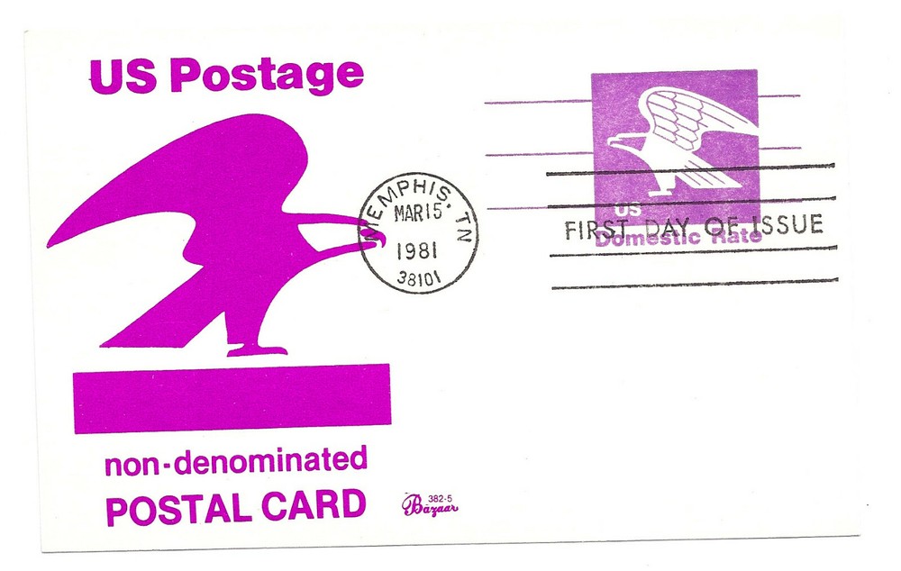 UX88 'B' (12c) Eagle Postal Card Bazaar FDC