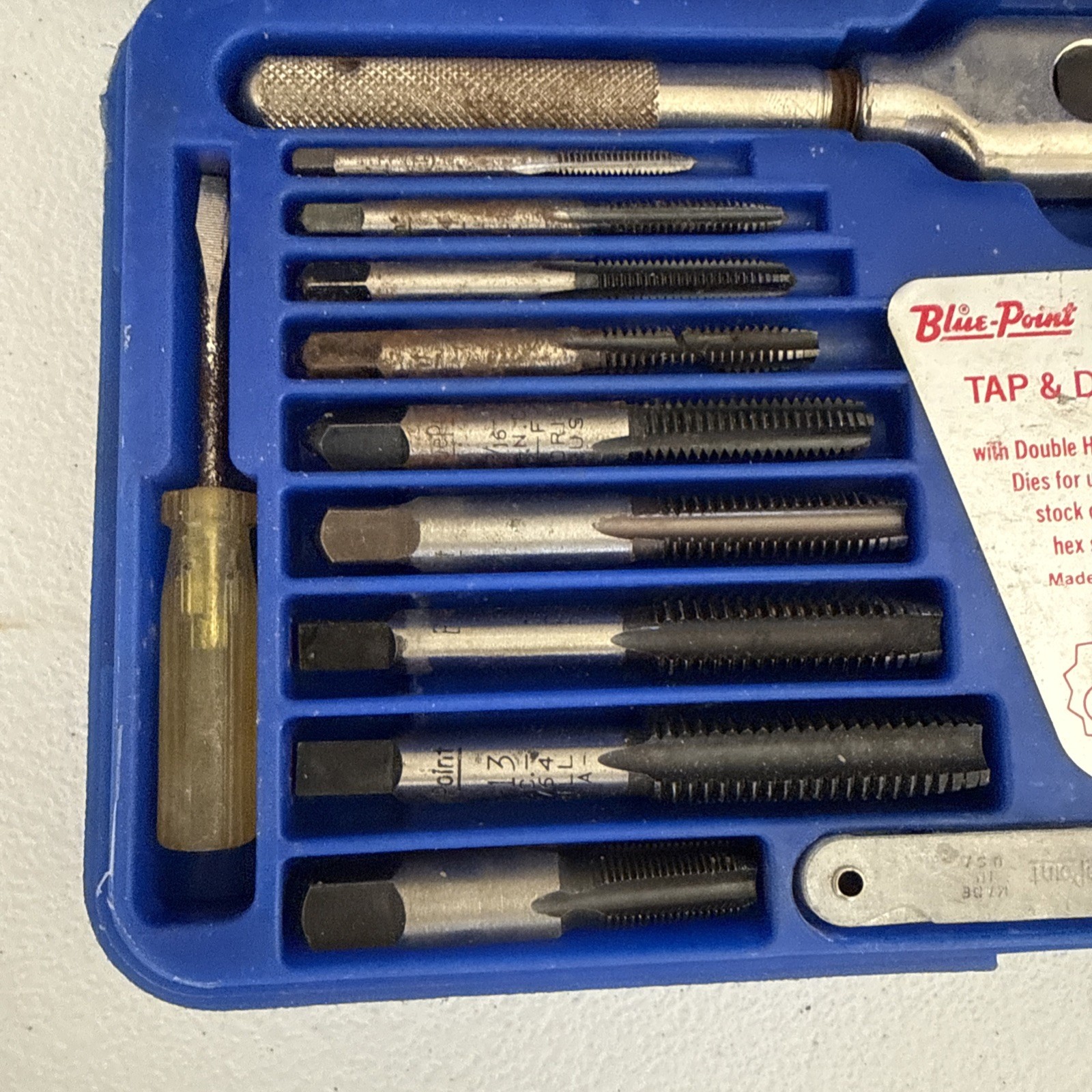 Blue-Point TD-2425 Tap & Die Set Made in USA Snap-On Line Threading Tool Kit