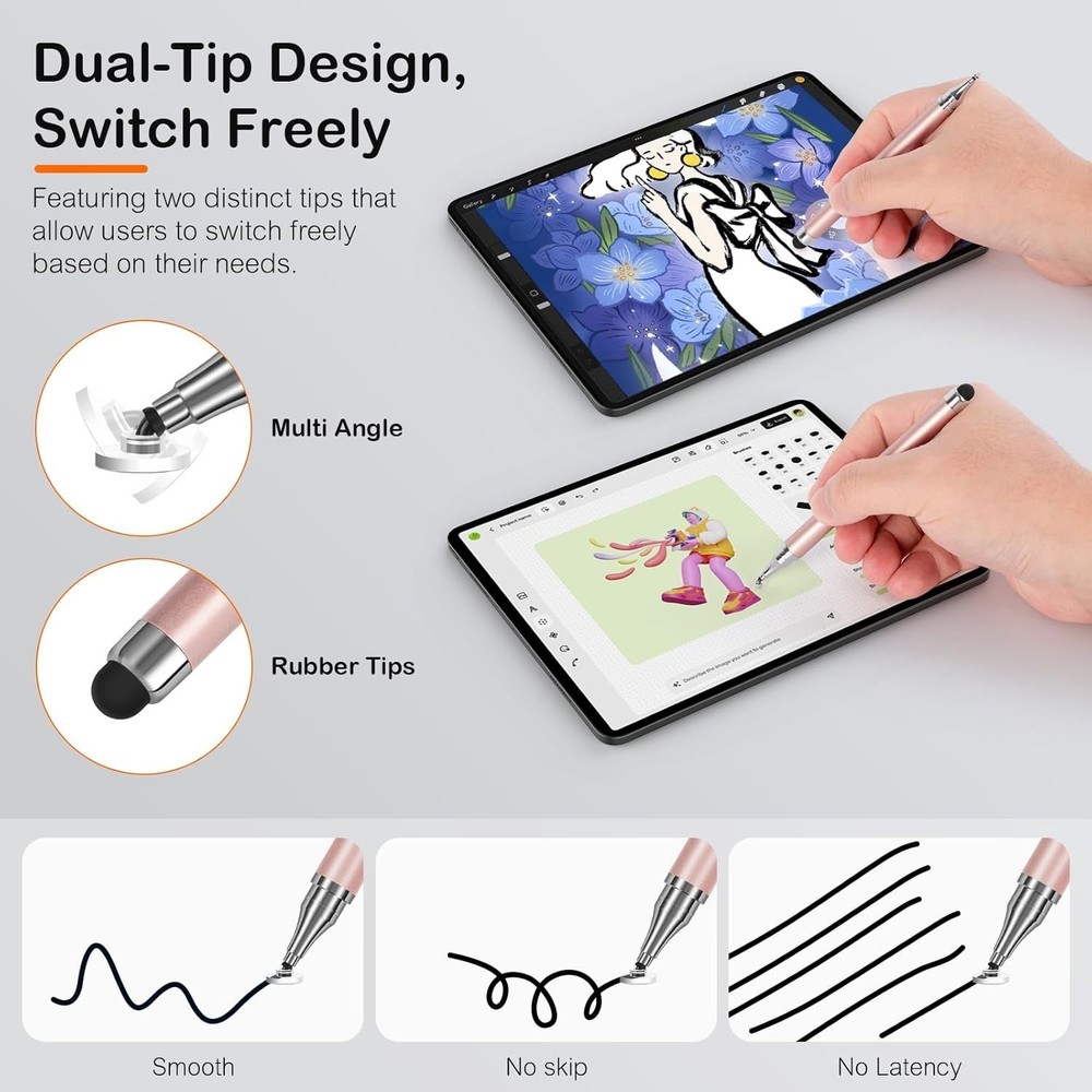 3-Pack Tablets Stylus Pen for All Touchscreen with Precision Disc Tip, 2-in-1