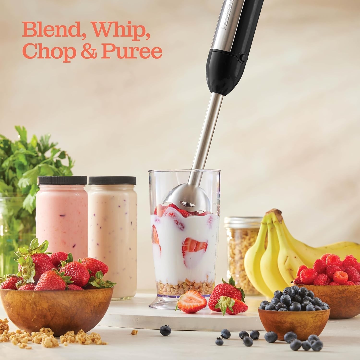 Powerful 500 Watt Immersion Blender with Turbo Mode & Detachable Base