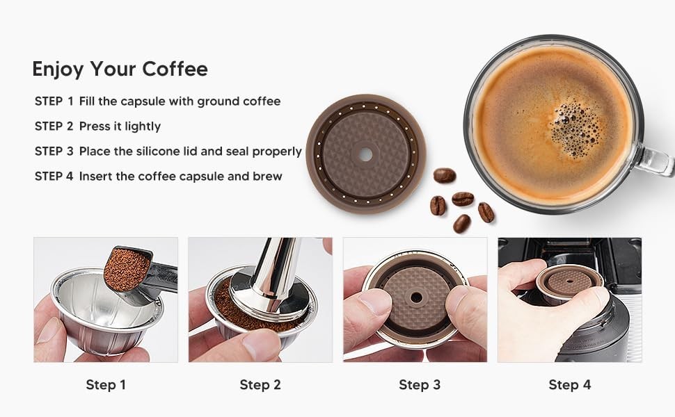 Reusable VERTUO Capsule Caps2Pcs + EMPTY Refillable VERTUOLINE Pods-80+150+230ml