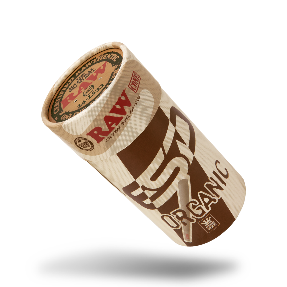 RAW King Size Organic Pre-Rolled Cones | 50 Pack | Slow Burning Papers