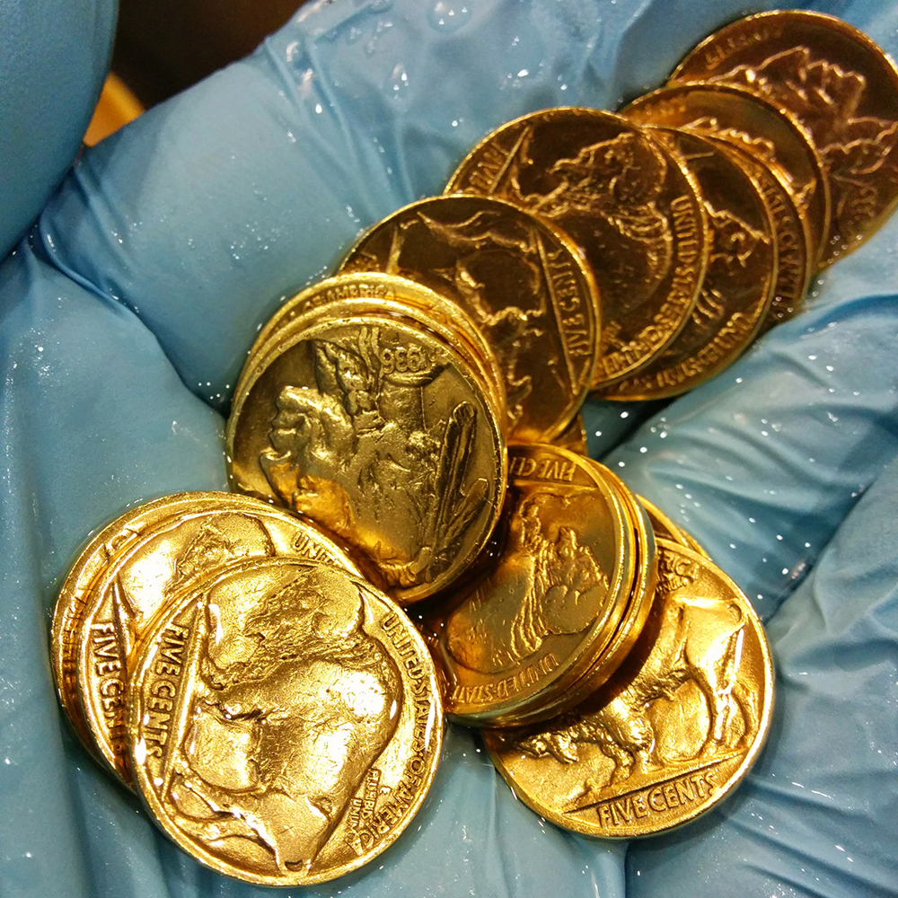 GOLD BUFFALO NICKEL - Pure 24K GOLD PLATED Buffalo Indian Head Nickel (2-PACK)