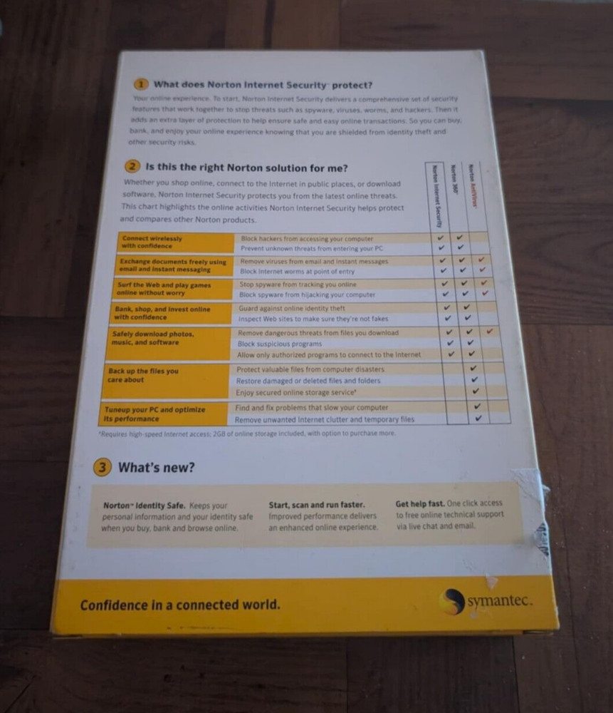 Vintage Norton Internet Security 2008 Software Retail Box & Key