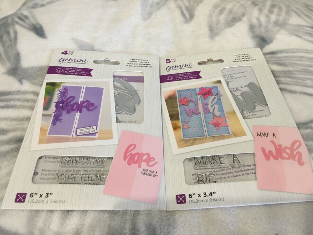 Crafter's Companion MAKE AWISH SENTMNT STAMP & DIE Set New