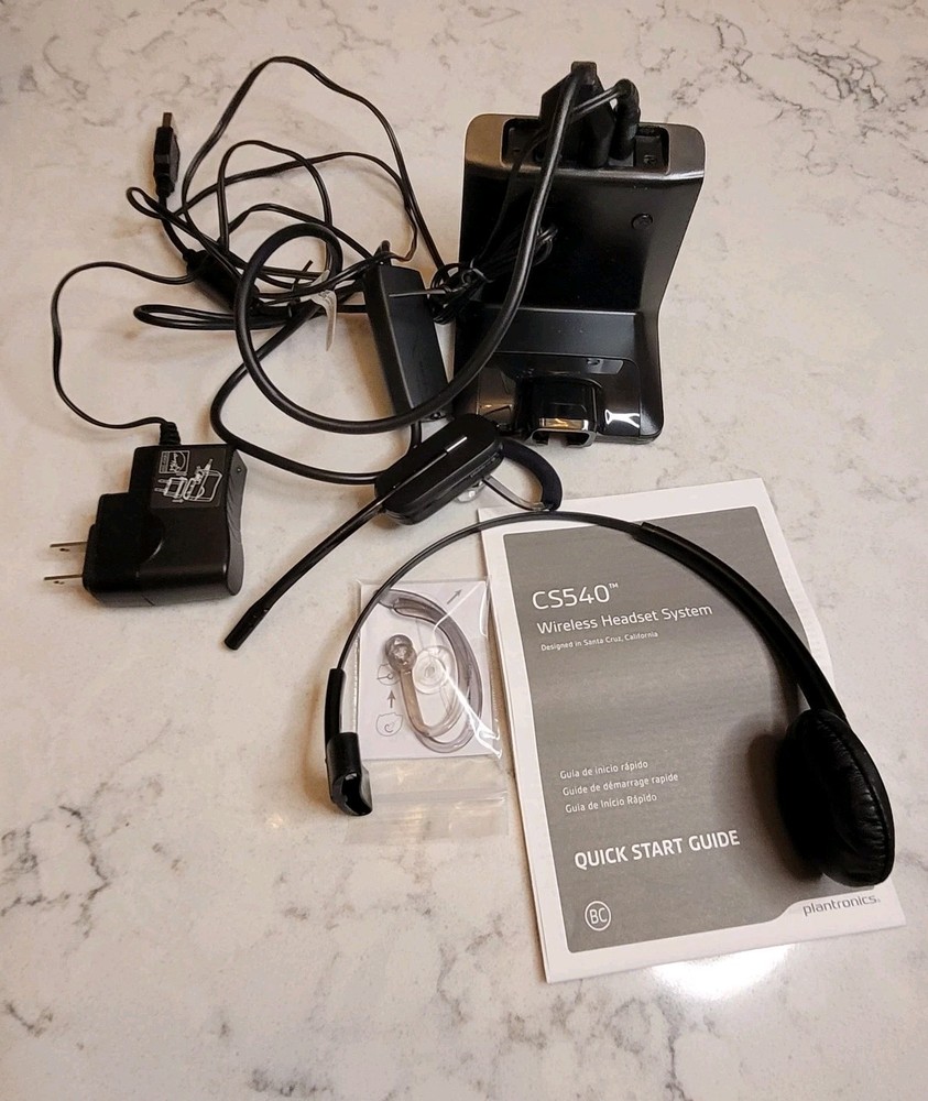 Plantronics CS540 Wireless Office Headset System w/ Base & Accessories – Tested