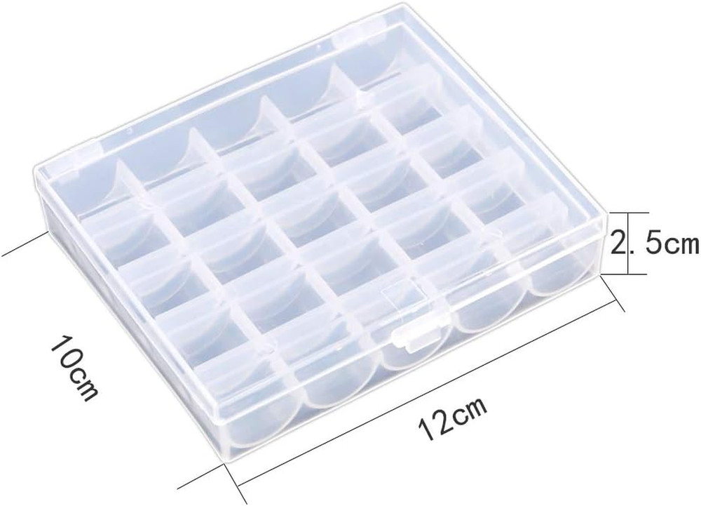 25 Slots Empty Bobbins Spools Box, Sewing Craft Plastic Case Storage Box for ...