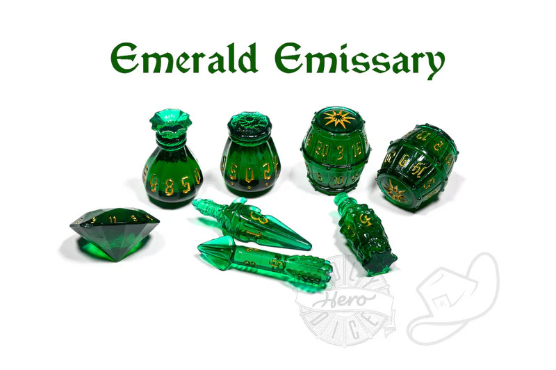 PolyHero Rogue 8 Dice Set | Emerald Emissary