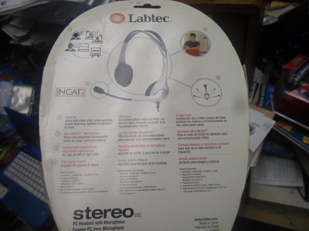lab tec headset boom microphone mono skype computer