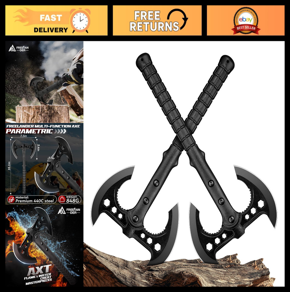 Professional Throwing Axe Set - 2-Pack 16" Hatchets with Sheaths, Ergonomic Hand