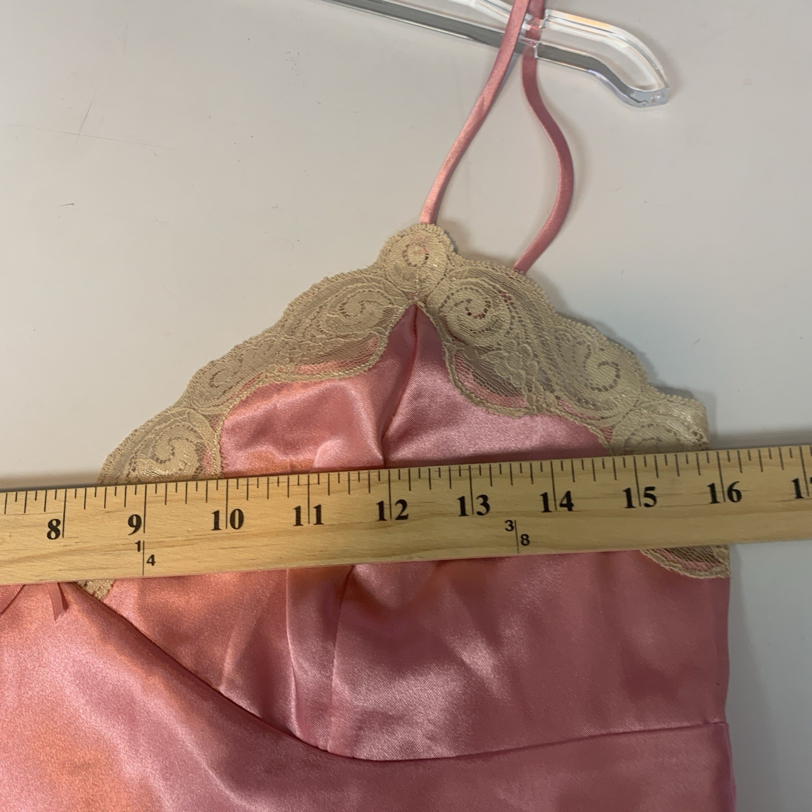 Small Babydoll Camisole Top Satin Lace Trim Pink Tan Coquette Dainty Y2K Fairy