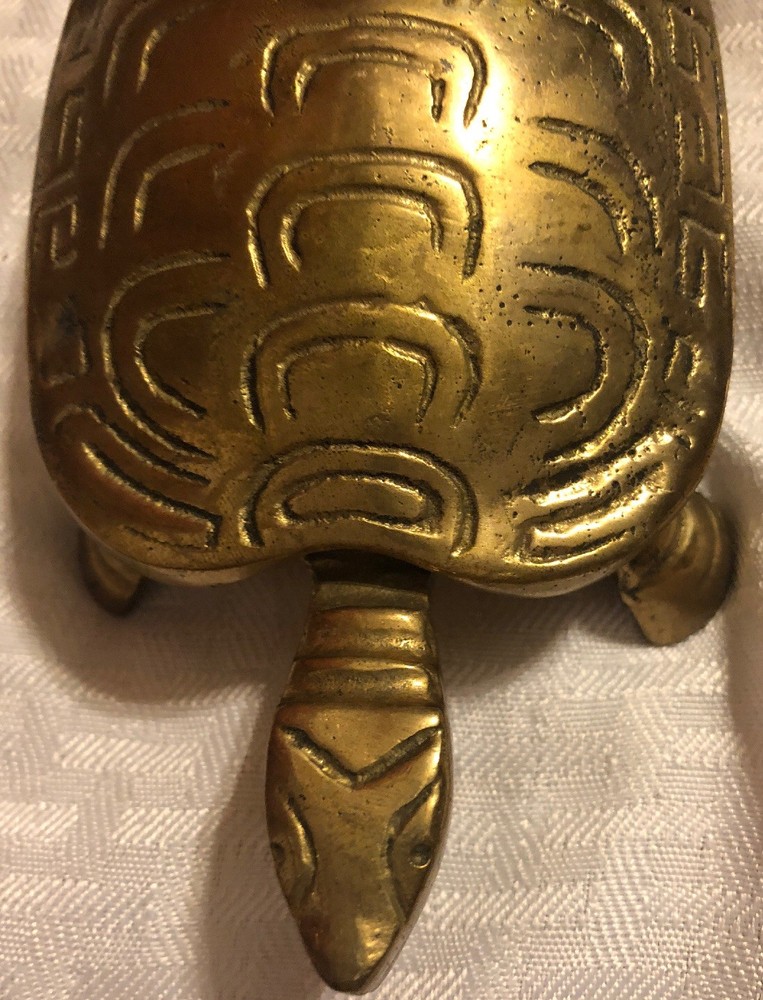 Vintage BRASS TURTLE Ashtray Trinket