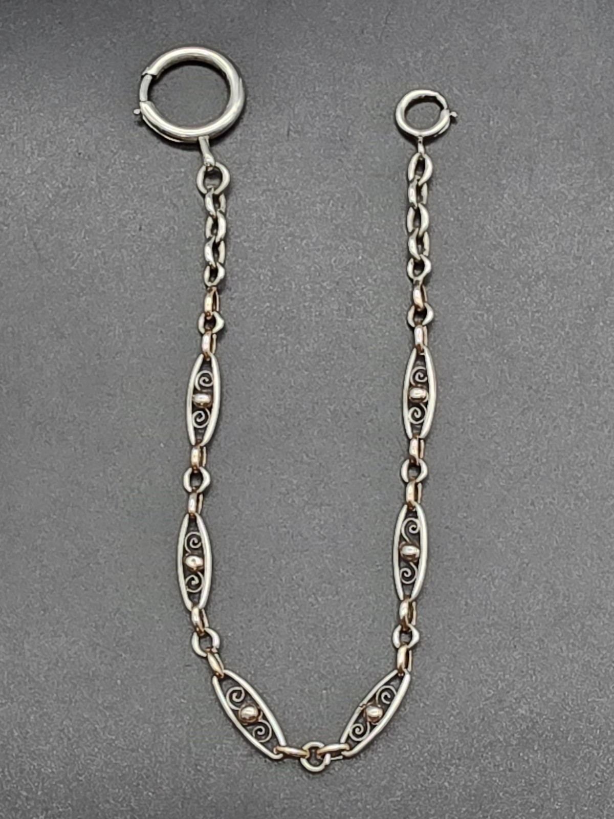 Antique Belle Époque Gilt Silver Pocket Watch Chain Albertina France c1900