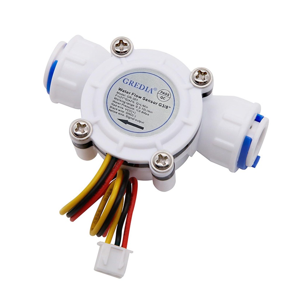 3/8" Quick Connect Water Flow Sensor Hall Effect Flowmeter 0.3-10L/min