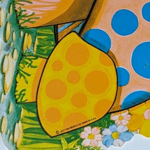 1977 Biestle Easter Chick On Psychedelic Mushroom Toadstool Butterflies