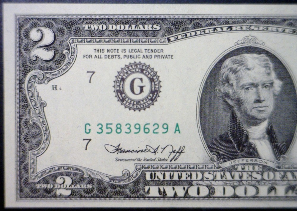 1976 ERROR $2 GEM CU 3rd Print Shift BICENTENNIAL Federal Reserve Note Currency