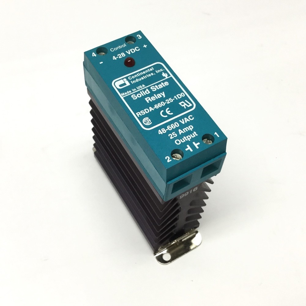 Continental RSDA-660-25-1D0 Solid State Relay, 3.5-28VDC Control, 660VAC 25A Out