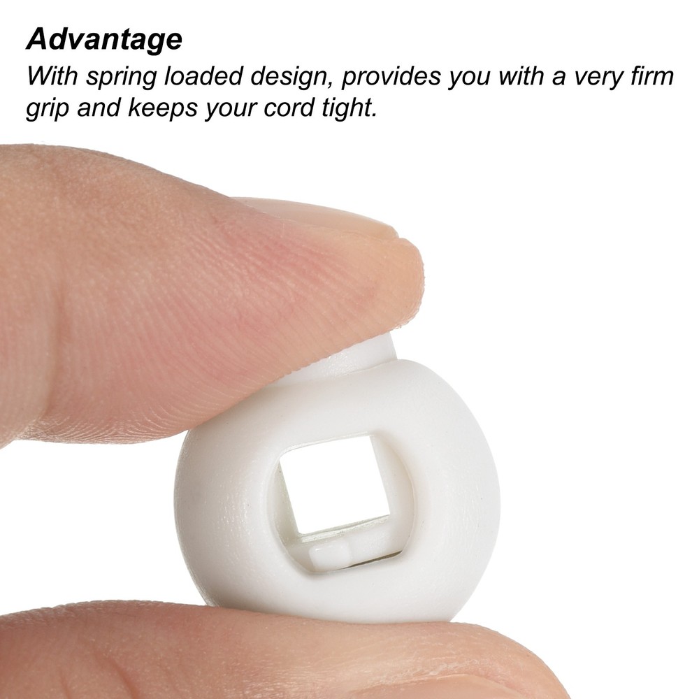 30 Pack Cord Locks Ball Spring Toggle Stopper White