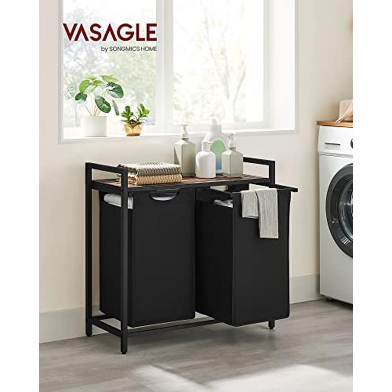 Laundry Hamper, Laundry Basket, Laundry Sorter with 2 Pull-Out and Removable Bag