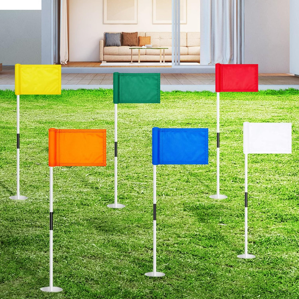 Colarr 12 Pcs Solid Golf Flag Target Flag with Tube Inserted Waterproof Putting