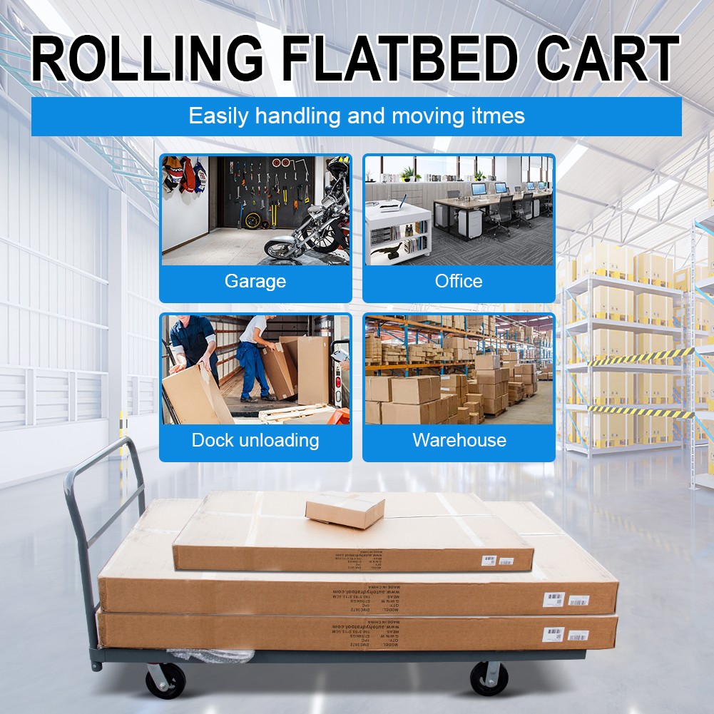 Heavy Duty Industrial Push Cart Steel Platform Truck 72" Lx 36" 2000lb Capacity