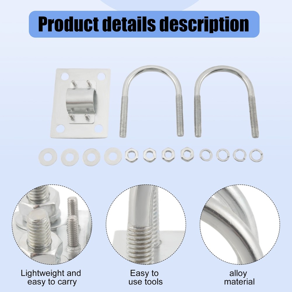 Antenna Mast Clamp Bracket with U-Bolts -Rust Clamp Panel Pipe Mounting9155
