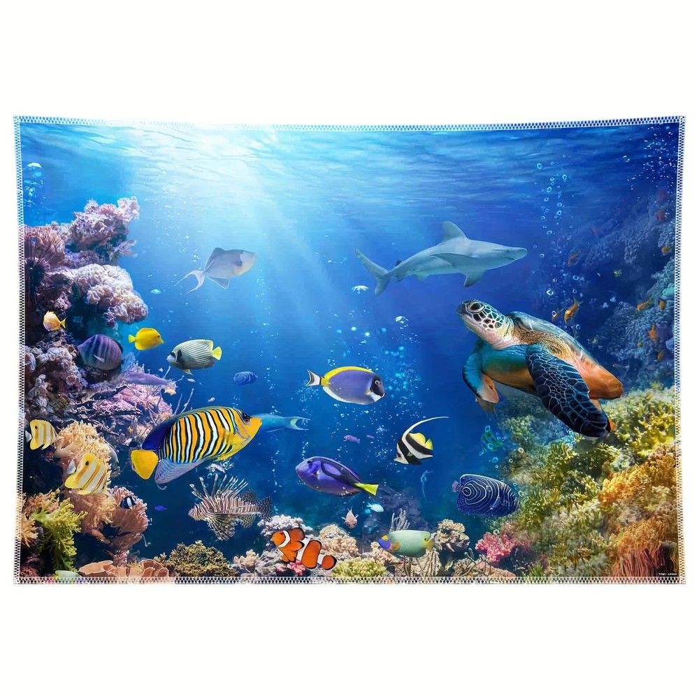 1pc 10x8ft vivid underwater scene background - durable polyester ocean themed