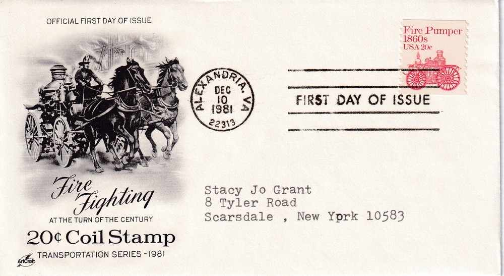 STAMP SCOTT 1908 "Fire Pumper" 20 CENT 1981 FDC - C
