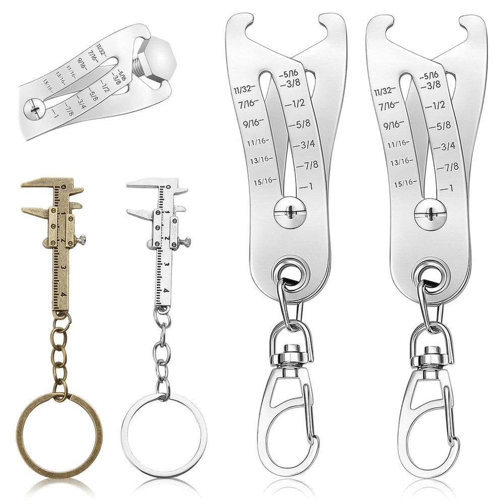 2PCS Keychain Thread Measuring Tool - Adjustable & Accurate for All Bolts