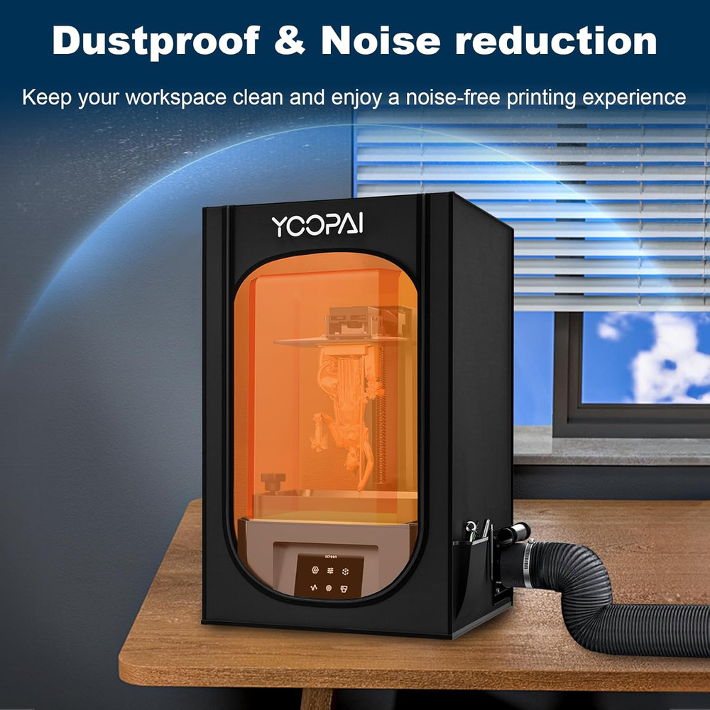 Multifunctional Resin 3D Printer Enclosure with Ventilation Kit & LED Light, 3D
