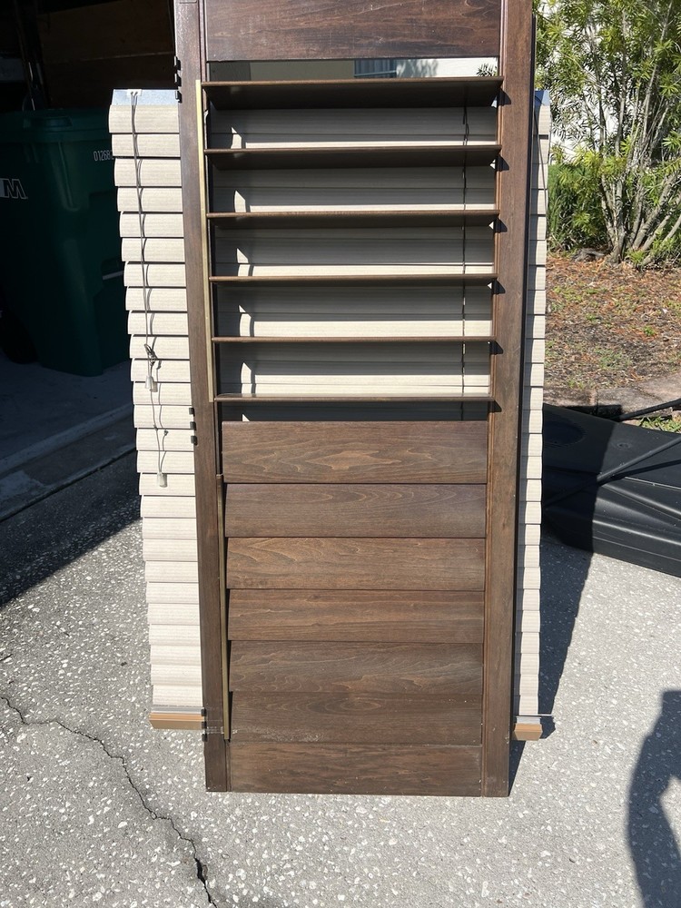 Solid Wood Four Panels Bi-Fold Louver Window Shutter 57” x 23”