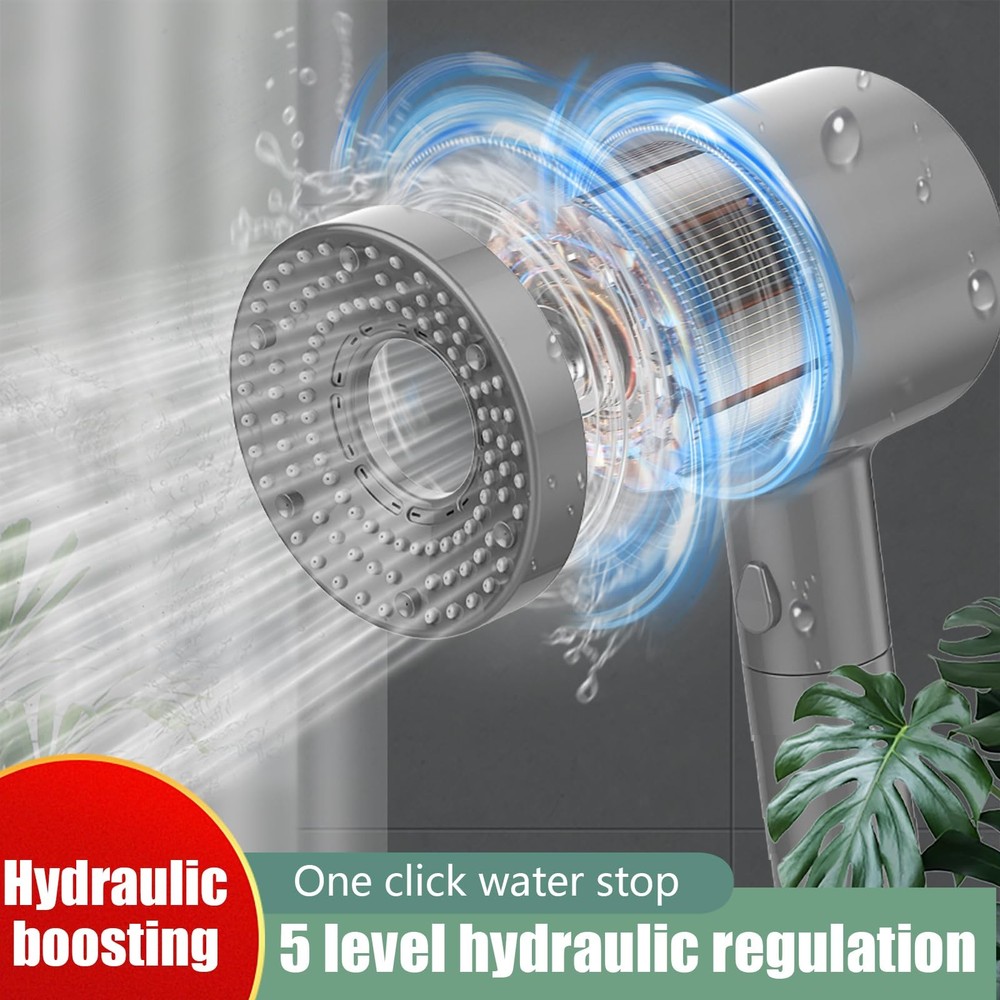 High Pressure Shower Head, Filtered Head with Handheld, Multiple Gray