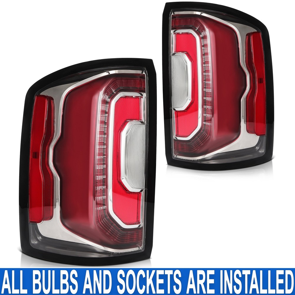 Rear LED Tail Lights Assembly W/ Bulbs For GMC Sierra 1500 SLT 2016 2017 2018