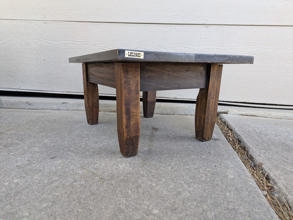 Vintage Rustic Solid Wood Low Floor Table Plant Stand Spanish Colonial Brutalist