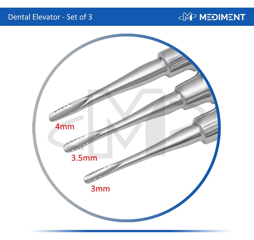 Dental Elevator LUXATING Root Instruments STRAIGHT SERRATED Tip 3mm, 3.5mm, 4mm