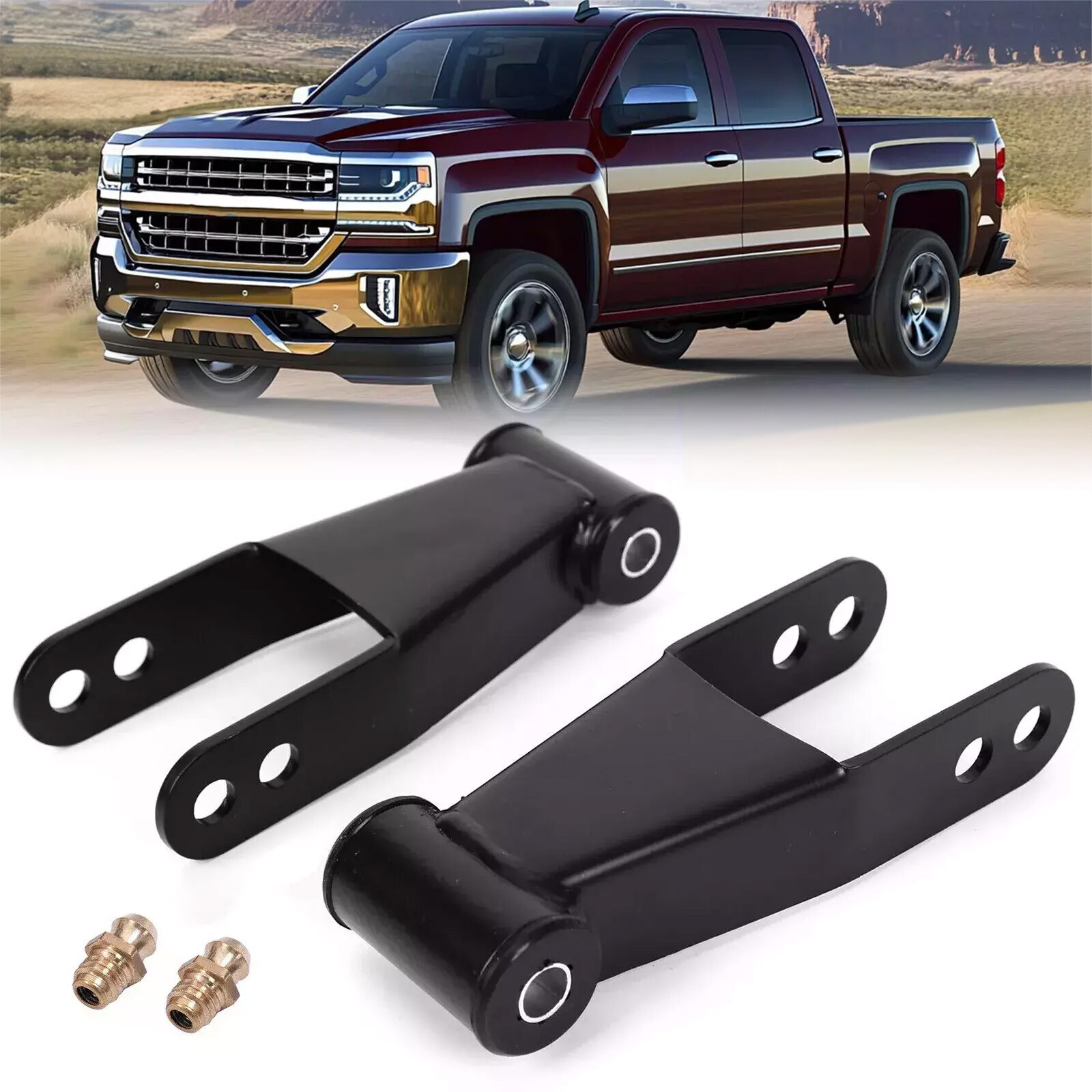 2" Rear Drop Shackles Lowering Kit For 1988-2018 Chevy Silverado GMC Sierra 1500
