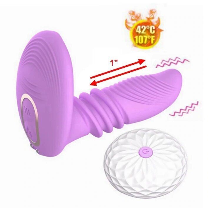 Wearable Remote Control Vibrating Thrusting Stroking Clit G-spot Vibrator Dildo