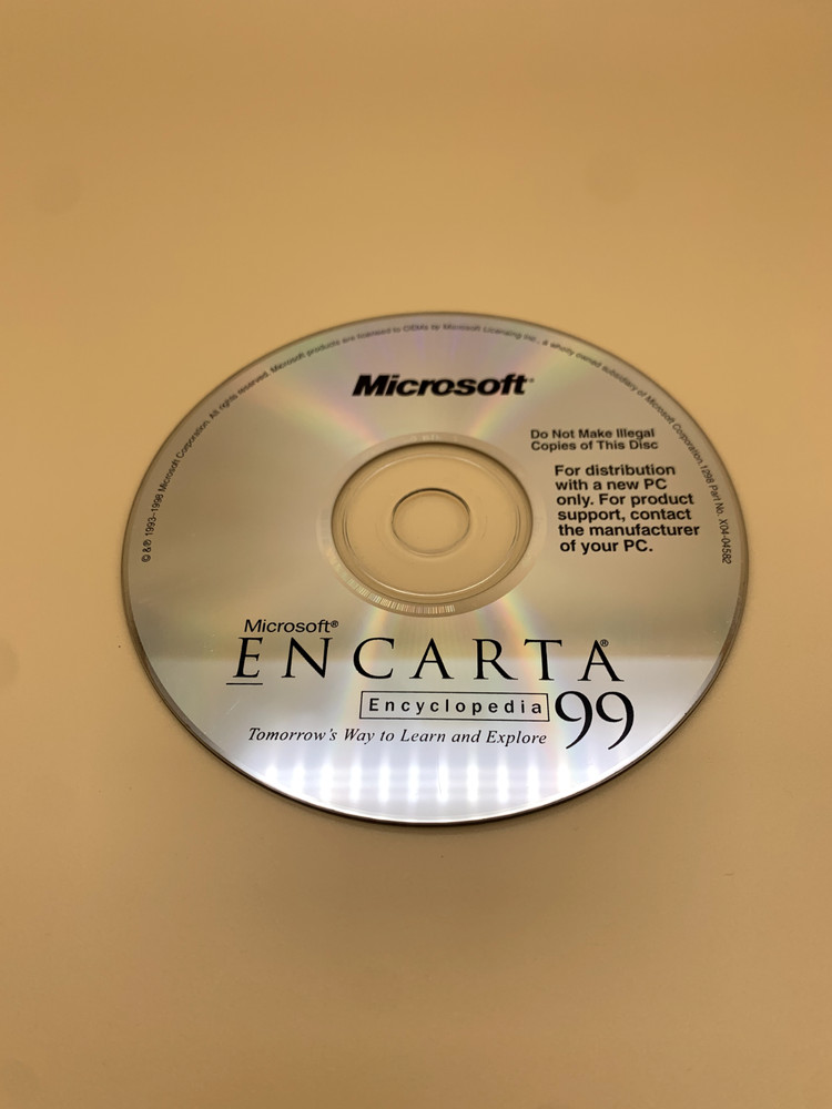 Microsoft Encarta 99 Encyclopedia CD ROM Software - Disc Only