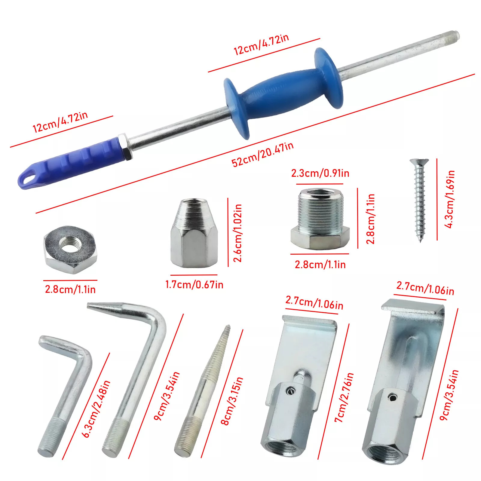 9Pc Heavy Duty 5Lb Dent Puller Slide Hammer Kit Car Auto Body Sheet Metal Repair