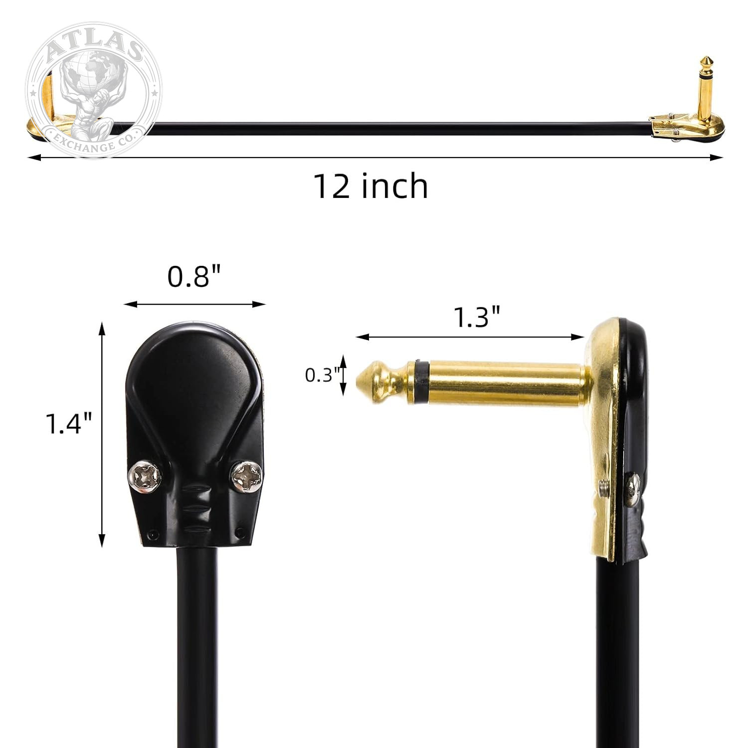 AVLA 4 Pack Guitar Patch Cables, 12 Inch Flat Low Profile Pedal Instrument Cable