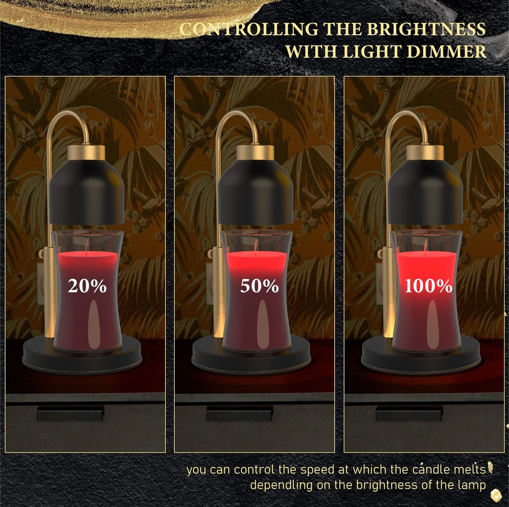 Candle Warmer Lamp, 2 Bulbs, Timer & Dimmer, Height Adjustable, Compatible wi...