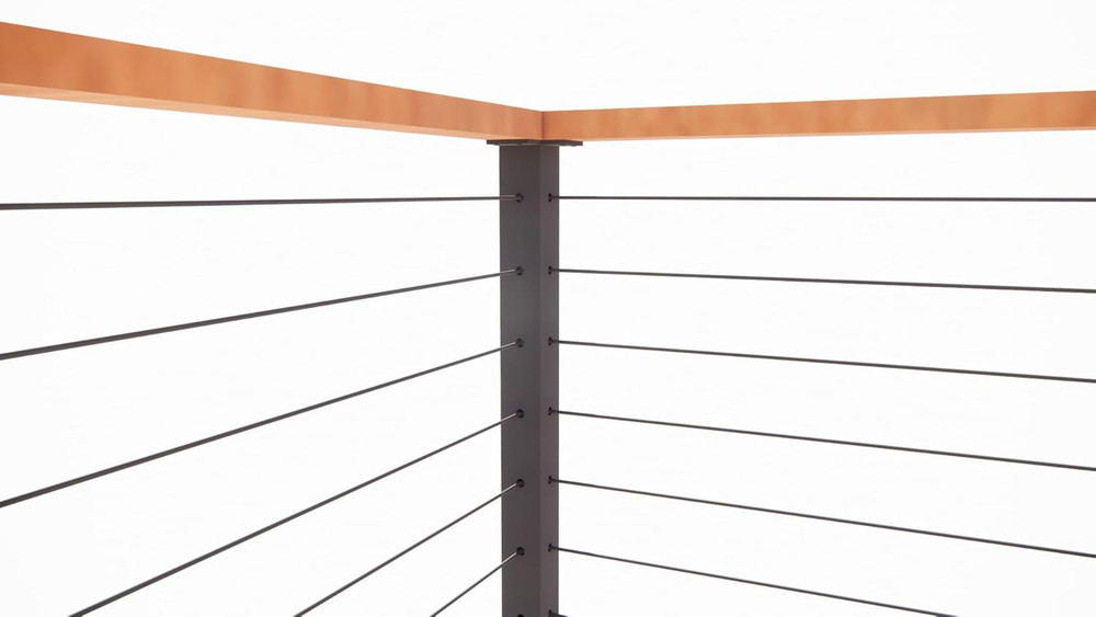 Stainless Steel Corner Post for Cable Railing - 36"x2" Side Mount, Black