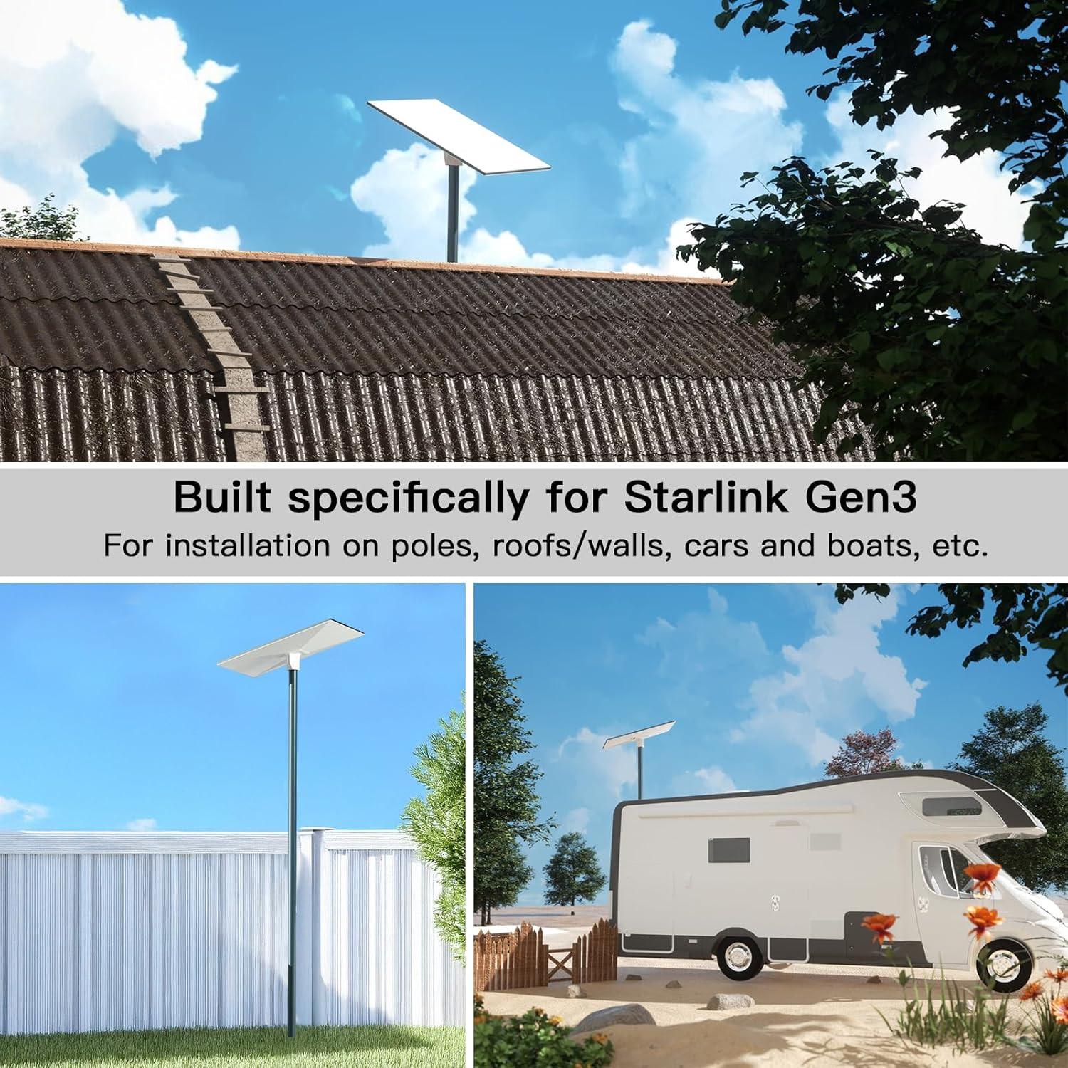 Pipe Adapter Mount for Starlink Standard, Starlink Gen 3 Pole Mount Mounting Kit