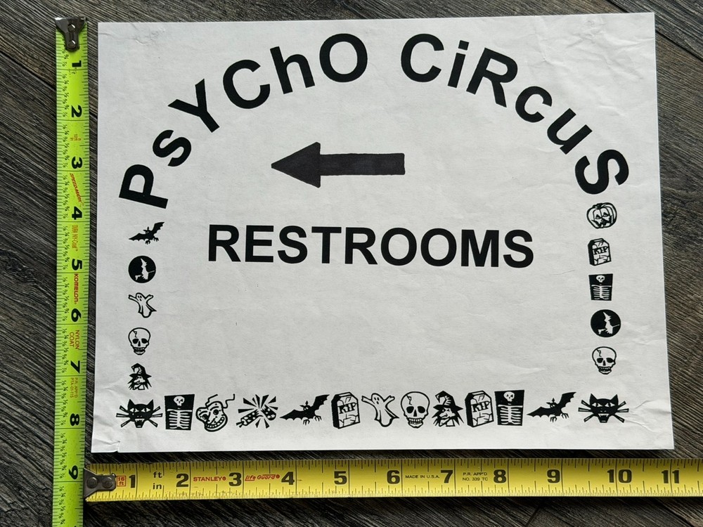 KISS Concert Backstage Sign Psycho Circus Tour Crew Restrooms Vintage Kiss