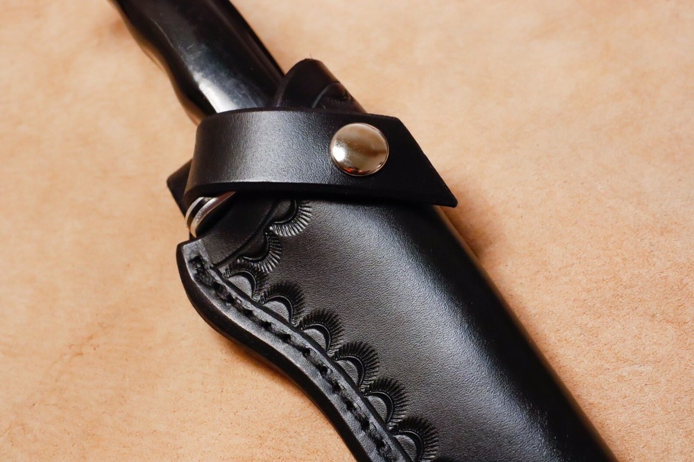 Custom Black Leather Sheath for Buck 119