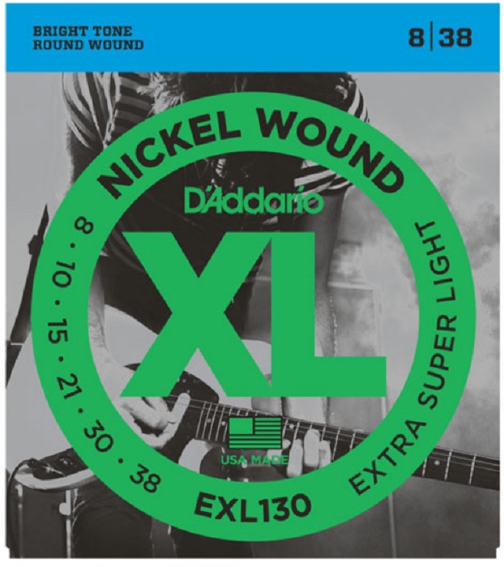EXL130 D'Addario Guitar Strings 8-38 Electric Extra Super Light